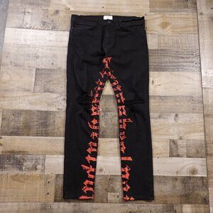 Syndicate Slim Tapered Jeans Men’s 32 Black Red Graphic